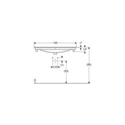 Geberit Renova Plan Möbelwaschtisch, Breite 100cm, Tiefe 48cm, Hahnloch mittig, Über... GEBERIT-122200600 4022009368956 (Abb. 1)