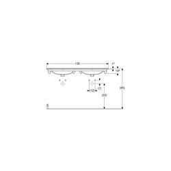 Geberit Renova Plan Doppelmöbelwaschtisch, Breite 130cm, Tiefe 48cm, Hahnloch mittig... GEBERIT-122230600 4022009368970 (Abb. 1)