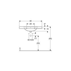 Geberit Preciosa Waschtisch mit Ablagefläche, Breite 80cm, Tiefe 55cm, ohne Hahnloch... GEBERIT-124282600 4022009232189 (Abb. 1)