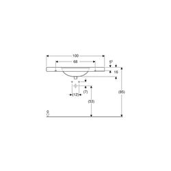 Geberit Preciosa Waschtisch mit Ablagefläche, Breite 100cm, Tiefe 55cm, Hahnloch mit... GEBERIT-124230000 4022009009200 (Abb. 1)