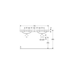Geberit Preciosa Doppelwaschtisch, Breite 130cm, Tiefe 55cm, ohne Hahnloch, Überlauf... GEBERIT-133220000 4022009010442 (Abb. 1)