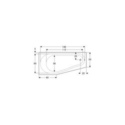 Geberit Renova Fünfeckbadewanne Länge 160cm, Breite 75cm, Abgang rechts... GEBERIT-657260000 4022009093384 (Abb. 1)