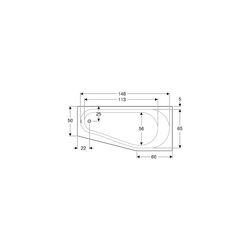 Geberit Renova Fünfeckbadewanne Länge 160cm, Breite 75cm, Abgang links... GEBERIT-657261000 4022009093476 (Abb. 1)