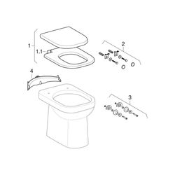 Geberit Renova Comfort Square Stand-WC Tiefspüler, erhöht, H 46cm, teilgeschlossene ... GEBERIT-218500000 4022009312010 (Abb. 1)