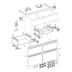 Geberit iCon Unterschrank für Doppelwaschtisch 4 Schubladen 120x615cm Sandgrau lacki... GEBERIT-502309JL1 4025410942555 (Abb. 1)