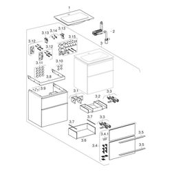 Geberit iCon Set Möbelwaschtisch schmaler Rand 2 Schubladen, Ansch. 90cm, Weiß lacki... GEBERIT-502337012 4025410942067 (Abb. 1)