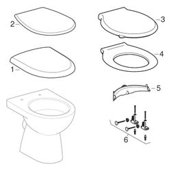Geberit Renova Stand-WC Tiefspüler, Abgang horizontal, teilgeschlossene Form, Tiefe ... GEBERIT-500810012 4025410695826 (Abb. 1)