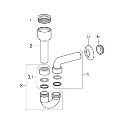 Geberit Siphon Rohrbogengeruchsverschluss für Ausgussbecken, Wandrosette, Abgang hor... GEBERIT-152701111 4025416000976 (Abb. 1)
