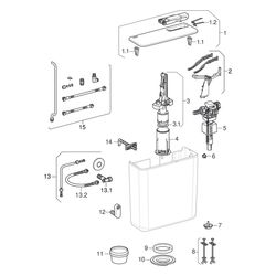 Geberit Aufputz 128 Aufputzspülkasten 2-Mengen-Spülung, Wasseranschluss seitlich ode... GEBERIT-128300115 4025416205197 (Abb. 1)