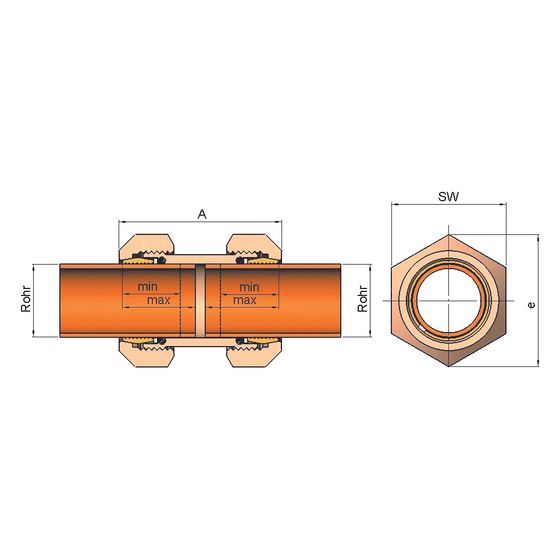 Gebo Messing Klemmverbinder Serie 310 Typ MO, Messing, 18mm, für Kupferrohr