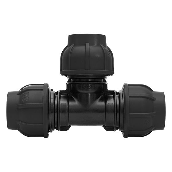 Gebo Plast Kunststoff-T-Stück P13 Typ PT 110 x 110 x 110mm, 3 Seiten klemmen, PP, Schwarz