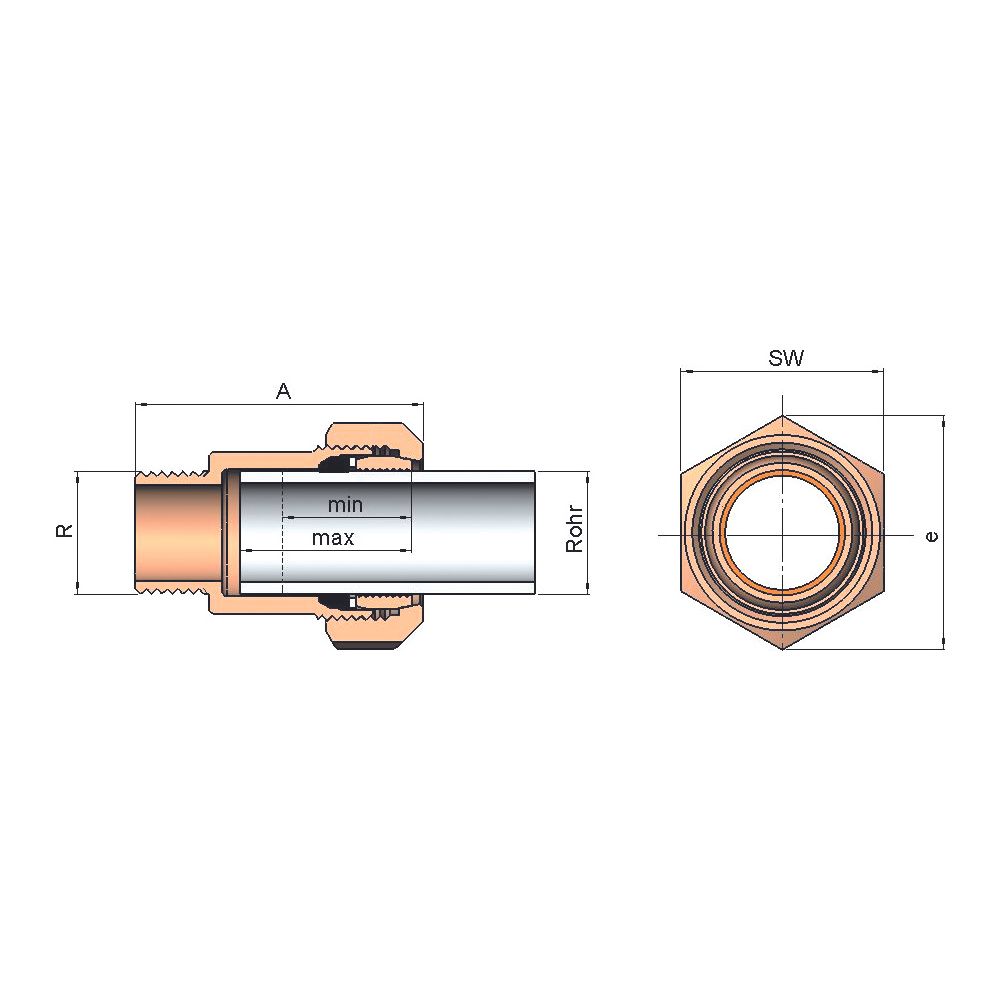 Gebo Messing Klemmverbinder Serie 313 Typ MAS, Messing Vernickelt, 3/4", für Stahlro... GEBO-01.313.00.02 4019576017424 (Abb. 2)
