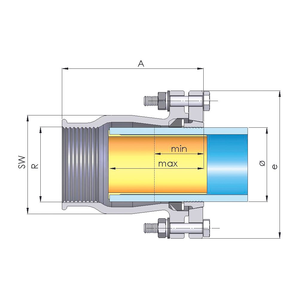 Gebo Original Temperguss-Klemmverbinder 220 Typ IF, 2 1/2" x 75mm, Messing, für PE... GEBO-03.220.01.0775 4019576004387 (Abb. 2)