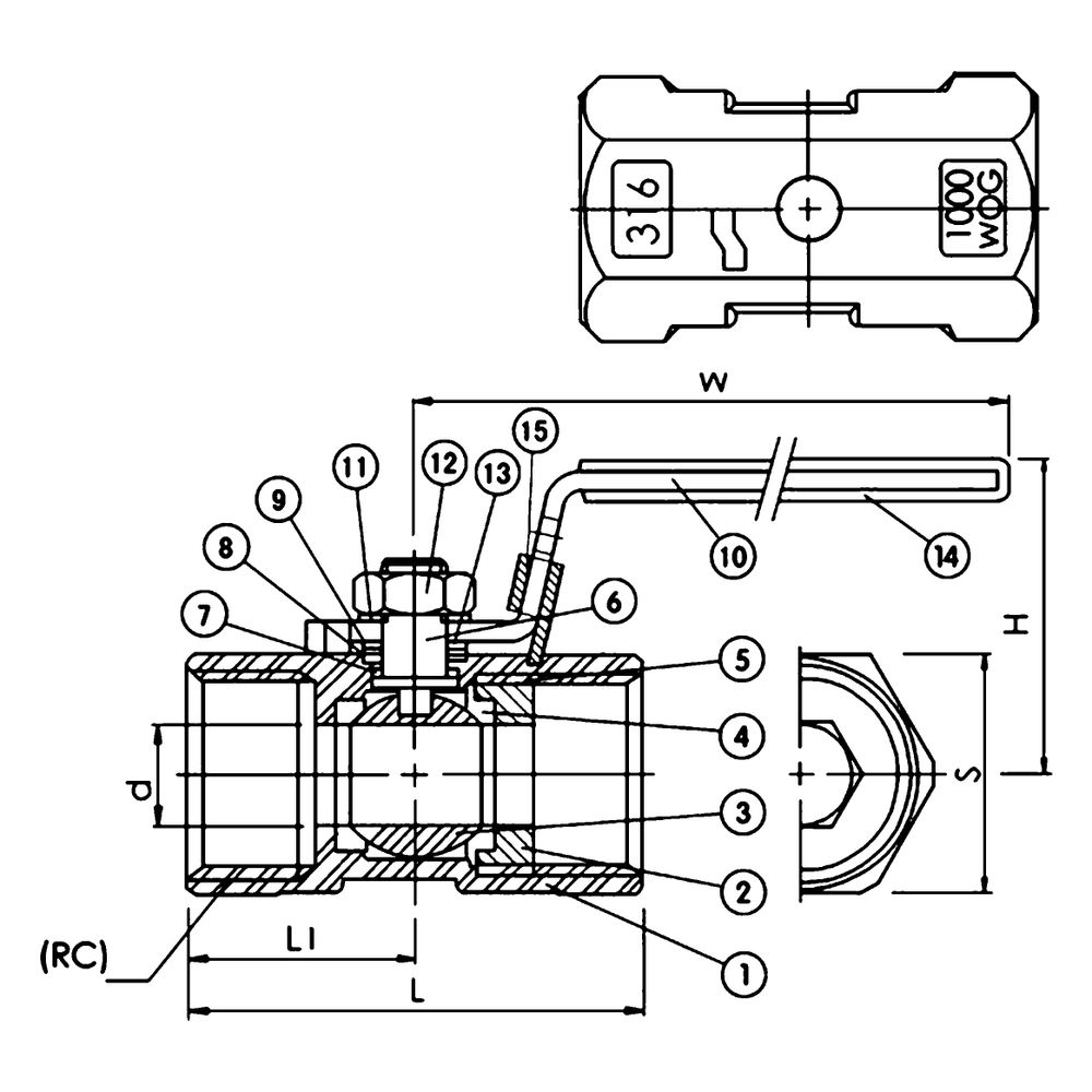 Gebo G316 Kugelhahn G3K 603 1-teilig reduziert, PN 63, G 3/8", Edelstahl... GEBO-603-038 4019576119159 (Abb. 2)