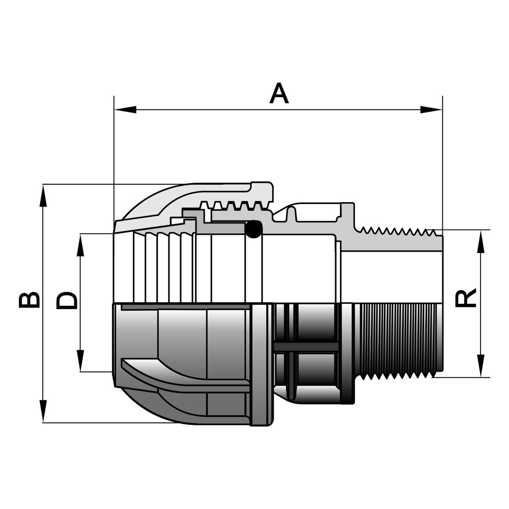 Gebo Plast Kunststoff-Klemmverbinder P13 Typ PA 25mm x G 1/2", mit Außengewinde, PP, Sch... GEBO-13002501 8023058051482 (Abb. 2)