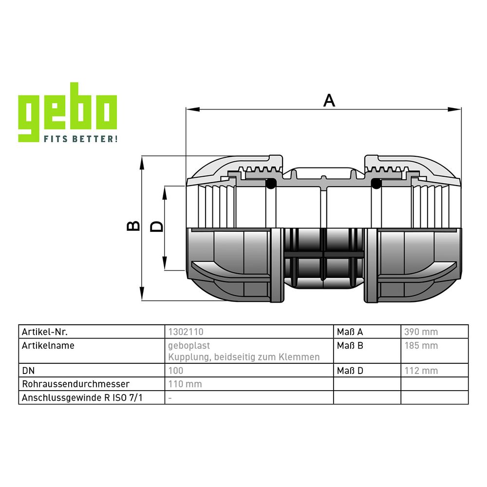 Gebo Plast Kunststoff-Klemmverbinder P13 Typ PO 110 x 110mm, beidseitig Klemmen, PP, Schw... GEBO-1302110 8023058027371 (Abb. 3)