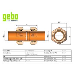 Gebo Messing Klemmverbinder Serie 310 Typ MO, Messing, 15mm, für Kupferrohr... GEBO-04.310.02.15 4019576005711 (Abb. 1)