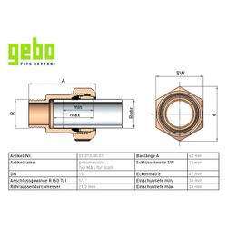 Gebo Messing Klemmverbinder Serie 313 Typ MAS, Messing Vernickelt, 1/2", für Stahlro... GEBO-01.313.00.01 4019576017417 (Abb. 1)