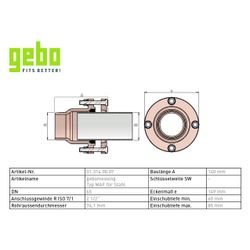 Gebo Messing Klemmverbinder Serie 314 Typ MAF, Messing, 2 1/2", für Stahlrohr... GEBO-01.314.00.07 4019576122142 (Abb. 1)