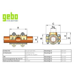 Gebo Messing Anbohrschelle Serie 621 Typ MB, Messing, 15mm x 1/2", für Kupferrohr... GEBO-04.621.60.1501 4019576021926 (Abb. 1)