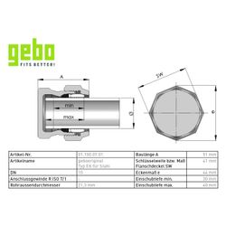 Gebo Original Klemmverbinder 150 Typ EK, 1/2", PN 10, Temperguss, Rostfreier Stahl, ... GEBO-01.150.07.01 4019576016960 (Abb. 1)