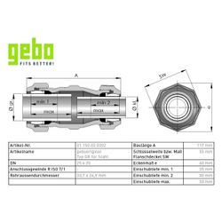 Gebo Original Temperguss-Klemmverbinder 150 Typ OR, 1" x 3/4", Grau, für Stahlrohr... GEBO-01.150.02.0302 4019576000389 (Abb. 1)