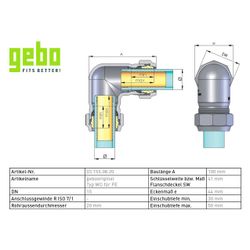 Gebo Original Temperguss-Klemmverbinder 155 Typ WO, 20 x 20mm, Grau, für PE-Rohr... GEBO-03.155.08.20 4019576004134 (Abb. 1)