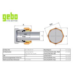 Gebo Original Klemmverbinder 180 Typ EKT, 1/2", Temperguss, Rostfreier Stahl, für St... GEBO-01.180.07.01 4019576021117 (Abb. 1)