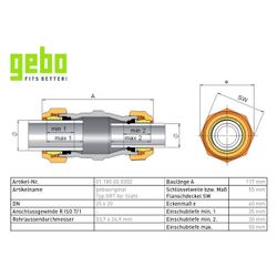 Gebo Original Temperguss-Klemmverbinder 180 Typ ORT, 1" x 3/4", Grau, für Stahlroh... GEBO-01.180.02.0302 4019576001478 (Abb. 1)