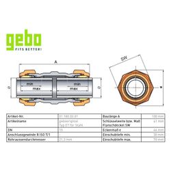 Gebo Original Temperguss-Klemmverbinder 180 Typ OT, 1/2", Grau, für Stahlrohr... GEBO-01.180.02.01 4019576001119 (Abb. 1)