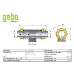 Gebo Original Temperguss-Klemmverbinder 180 Typ TT, 1/2", Grau, für Stahlrohr... GEBO-01.180.04.01 4019576001171 (Abb. 1)