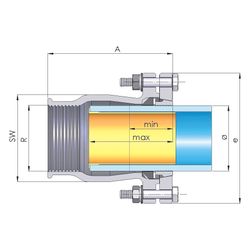Gebo Original Temperguss-Klemmverbinder 220 Typ IF, 2 1/2" x 75mm, Messing, für PE... GEBO-03.220.01.0775 4019576004387 (Abb. 1)