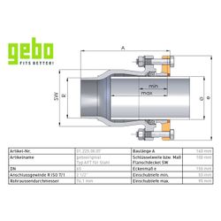 Gebo Original Temperguss-Klemmverbinder 225 Typ AFT, 2 1/2", Grau, für Stahlrohr... GEBO-01.225.00.07 4019576001959 (Abb. 1)