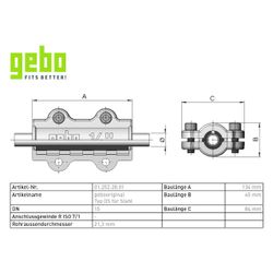 Gebo Original Temperguss-Dichtschelle Serie 252 Typ DS, 1/2", 45mm, Grau, für Stahlr... GEBO-01.252.28.01 4019576002192 (Abb. 1)