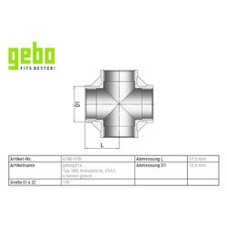 Gebo G316 Kreuzstück G3F, 1/8", I/I/I/I, Edelstahl 1.4404, Grau, 6180-018... GEBO-6180-018 4019576115960 (Abb. 1)