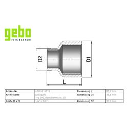 Gebo G316 Reduziermuffe G3F, 1/4" x 1/8", I/I, Edelstahl 1.4404, Grau... GEBO-6240-014018 4019576116172 (Abb. 1)