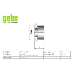 Gebo G316 Reduziernippel G3F, 1 1/4" x 3/8", A/I, Edelstahl 1.4404, Grau... GEBO-6241-114038 4019576116509 (Abb. 1)