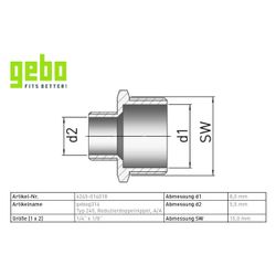 Gebo G316 Reduzierdoppelnippel G3F, 1/4" x 1/8", A/A, Edelstahl 1.4404, Grau... GEBO-6245-014018 4019576116899 (Abb. 1)