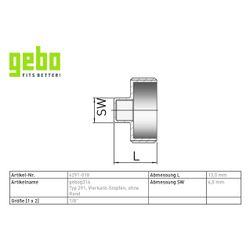 Gebo G316 Vierkant-Stopfen G3F, ohne Rand, 1/8", Edelstahl 1.4404, Grau... GEBO-6291-018 4019576117582 (Abb. 1)