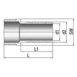 Gebo G316 Schlauchtülle Sechskant G3F, 1" x 25mm, Edelstahl 1.4404, Grau... GEBO-6315-1025 4019576116103 (Abb. 1)