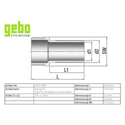 Gebo G316 Schlauchtülle Sechskant G3F, 1/8" x 7mm, Edelstahl 1.4404, Grau... GEBO-6315-1807 4019576116059 (Abb. 1)