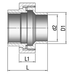 Gebo G316 Verschraubung G3F flachdichtend, 2", I/Schweißende, Edelstahl 1.4404, Grau... GEBO-6334-200 4019576118558 (Abb. 1)
