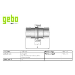 Gebo G316 Verschraubung G3F flachdichtend, 1/2", A/A, Edelstahl 1.4404, Grau... GEBO-6335-012 4019576118565 (Abb. 1)