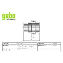 Gebo G316 Verschraubung G3F konisch dichtend, 1/8", A/I, Edelstahl 1.4404, Grau... GEBO-6341-018 4019576118732 (Abb. 1)