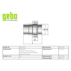 Gebo G316 Verschraubung G3F konisch dichtend, 1/4", A/Schweißende, Edelstahl 1.4404, Gra... GEBO-6343-014 4019576118947 (Abb. 1)