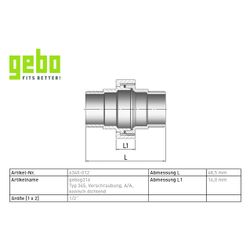 Gebo G316 Verschraubung G3F konisch dichtend, 1/2", A/A, Edelstahl 1.4404, Grau... GEBO-6345-012 4019576119104 (Abb. 1)