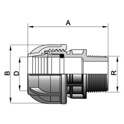 Gebo Plast Kunststoff-Klemmverbinder P13 Typ PA 25mm x G 1/2", mit Außengewinde, PP, Sch... GEBO-13002501 8023058051482 (Abb. 1)