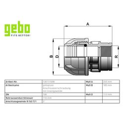 Gebo Plast Kunststoff-Klemmverbinder P13 Typ PI 110mm x G 3", mit Innengewinde, PP, Sch... GEBO-130111008 8023058026800 (Abb. 1)