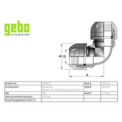 Gebo Plast Kunststoff-Winkel-Klemmverbinder P13 Typ PWO 110 x 110mm, PP, Schwarz... GEBO-1308110 8023058027944 (Abb. 1)