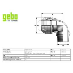 Gebo Plast Kunststoff-Winkel-Klemmverbinder P13 Typ PWA 110mm x G 4", PP, Schwarz... GEBO-130911009 8023058028910 (Abb. 1)